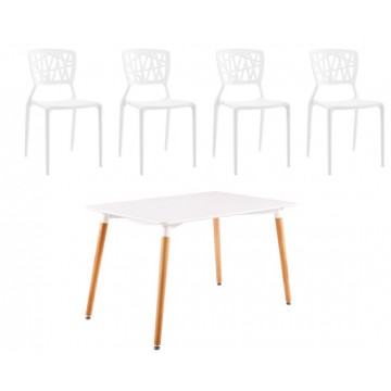 Santiago Dining Table Set (Table+4 Chairs) White